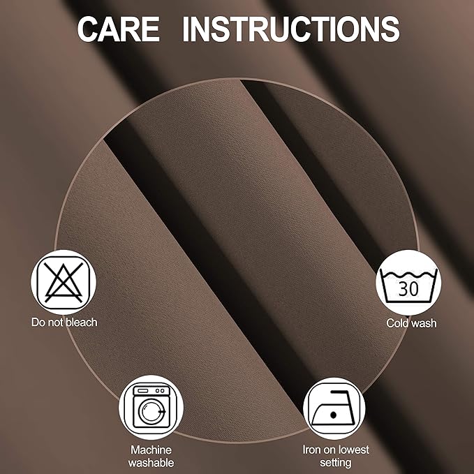 LEMOMO Chocolate Brown Blackout Curtains 52 x 63 Inch Length/Set of 2 Curtain Panels/Thermal Insulated Room Darkening Blackout Curtains for Bedroom