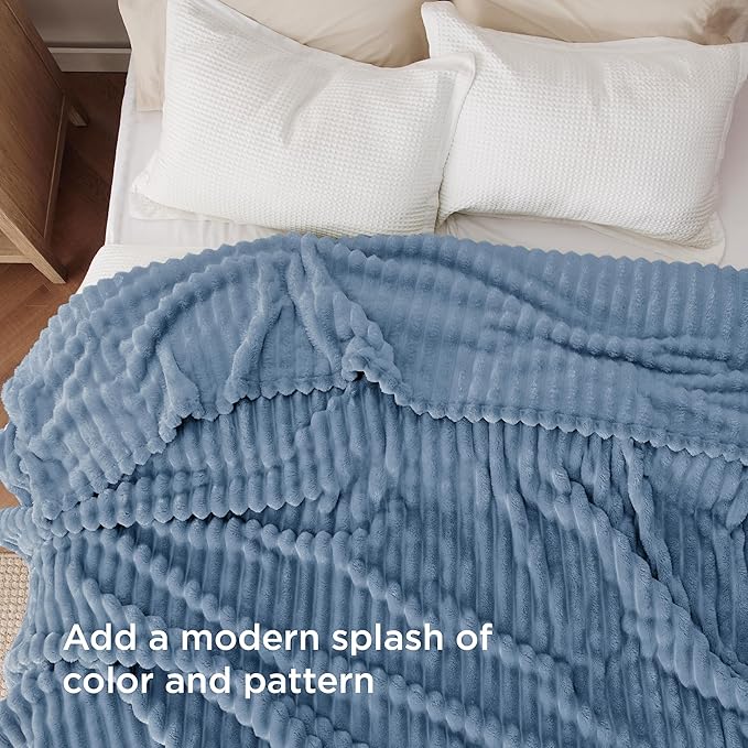 Bedsure GentleSoft King Blanket for Couch - Cozy Soft Blankets for Women, Cute Large Throws for Girls, Blue, 108x90 Inches