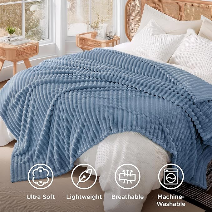 Bedsure GentleSoft Blue California King Size Blanket for Couch - Cozy Soft Blankets for Women, Cute Small Fleece Throws for Girls, Birthday Gifts for Women, 102x96 Inches
