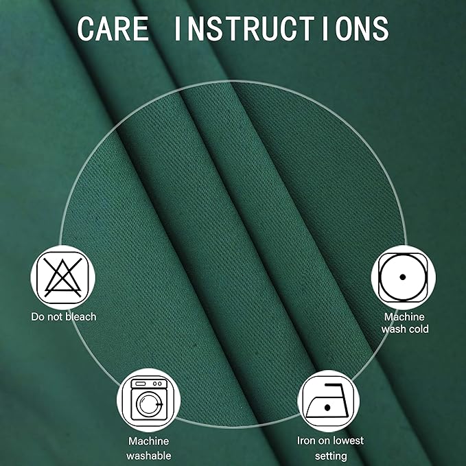 LEMOMO Dark Green Bedroom Blackout Curtains/52 x 54 Inch Long/Set of 2 Curtain Panels/Thermal Insulated Room Darkening Curtains