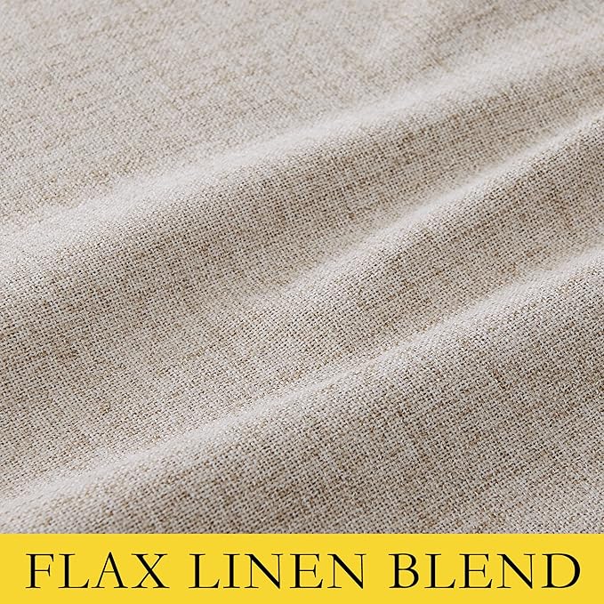 NICETOWN Oatmeal Vintage Open Linen Weave Flax Thermal Curtains, 100% Blackout Curtains 108" Long for Dining Room, Soundproof Window Treatment Drapes for Home Office, 62" Wide Per Panel, Set of 2