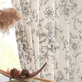 jinchan Linen Blend Curtain Floral Curtains for Living Room 72 Inch Length Black Printed Curtain Rod Pocket Back Tab Farmhouse Peony Flower Patterned Drapes Bedroom Window Curtains Set 2 Panels