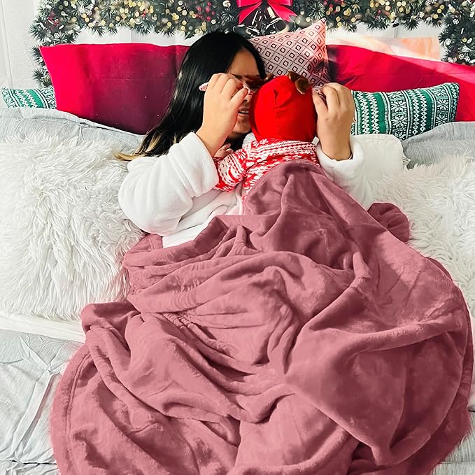 Bedsure GentleSoft Fleece Throw Blanket for Couch Dusty Rose - Lightweight Plush Fuzzy Cozy Soft Blankets and Throws for Sofa, 50x70 inches
