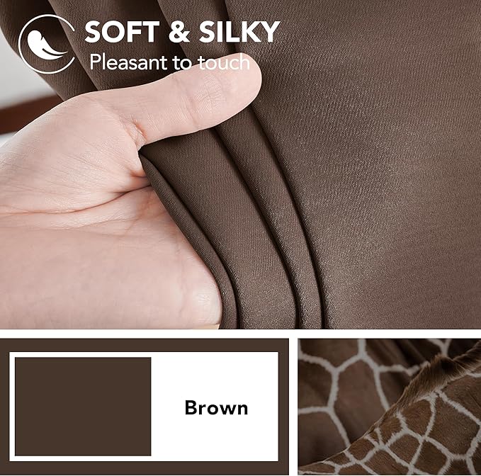 Deconovo Blackout Curtains, Thermal Insulated, W42 x L63 2 Panels, Back Tab, Machine Washable, Room-Darkening Drapes for Bedroom/Living Room Brown