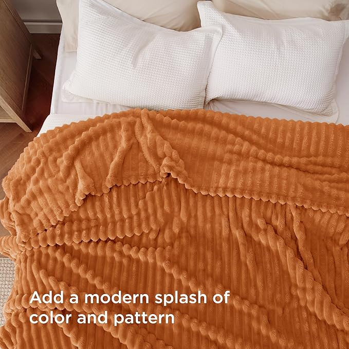 Bedsure GentleSoft Orange Full Blanket for Couch - Cozy Soft Fall Blankets for Women, Cute Small Fleece Throws for Girls, Birthday Gifts for Women, 84x90 Inches