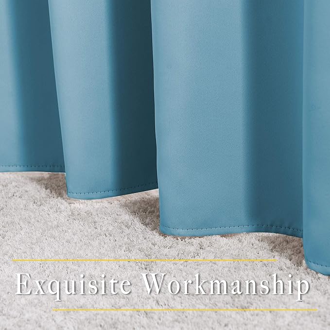 NICETOWN Blackout Curtains Panels for Window - Window Treatment Thermal Insulated Solid Grommet Blackout Drapes for Bedroom (Teal Blue, Double Panels, 66 by 90 Inch)