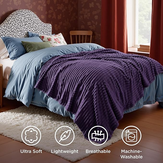 Bedsure GentleSoft Purple Fleece Blanket for Couch - Cozy Soft Blankets for Women, Cute Small Throws for Girls, 60x80 Inches