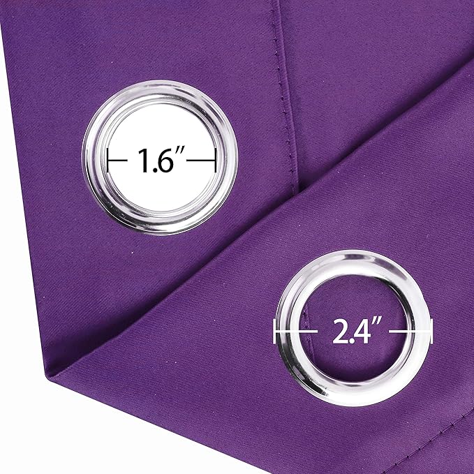 LEMOMO Purple Thermal Blackout Curtains/42 x 95 Inch/Set of 2 Panels Room Darkening Curtains for Bedroom