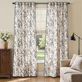 jinchan Linen Blend Floral Curtains French Country Curtain for Living Room 90 Inch Length Black Printed Curtain Rod Pocket Back Tab Farmhouse Peony Flower Patterned Drapes Window Curtains Set 2 Panels
