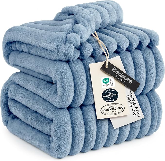 Bedsure GentleSoft King Blanket for Couch - Cozy Soft Blankets for Women, Cute Large Throws for Girls, Blue, 108x90 Inches