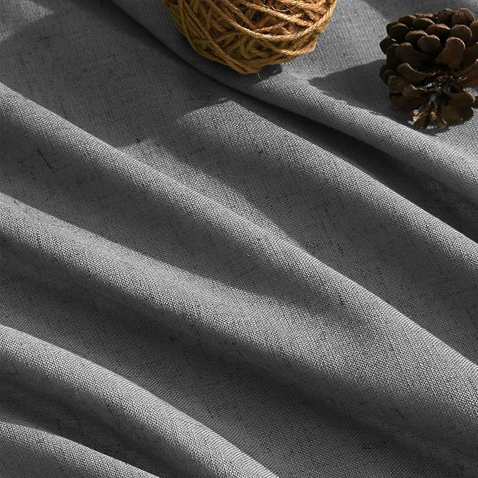 Nanspring Blazer Grey Cutains Morden Linen Blend Light Filtering Back Tab Curtains for Long Winodws 120 Inches Length, Semi Sheer Privacy Extra Long Drapes for Living Room, 52x120 inch, 2 Panels