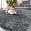 OLANLY 4x7 Area Rugs for Living Room Bedroom, Machine Washable Soft Fluffy Shaggy Bedside Rug, Indoor Floor Carpet for Kids Girls and Boys, Dorms, Nursery Rooms, Home Decor Aesthetic, Grey