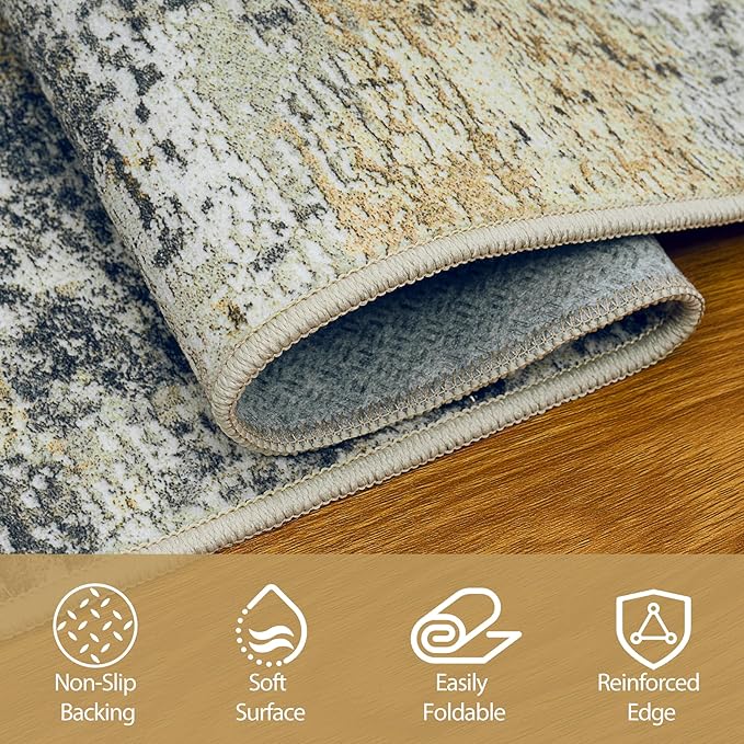 9x12 Area Rugs for Living Room Rug Washable: Abstract Large Rug for Dining Room Bedroom Carpet Non Slip 9 by 12 Indoor Modern Nursery Home Office Multi