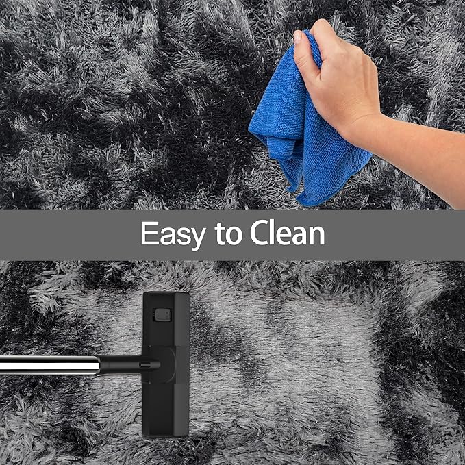 Tie-Dyed Runner Rug for Bedroom Black Grey 2x8ft Fluffy Area Rug Bedside Runner Rug for Kids Room Boys Teens Nursery Baby Living Room Dorm Home Decor Carpets