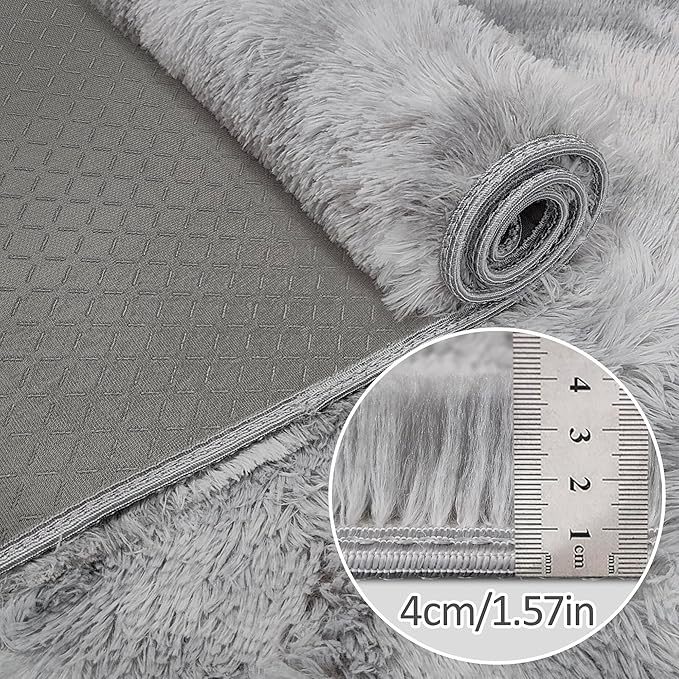 Small Area Rug for Bedroom 3x5ft Mini Tie Dye Grey Fluffy Rug Mat Bedside Throw Rug for Kids Room Boys Teens Nursery Baby Dorm Living Room Home Decor for Modern Floor Rug