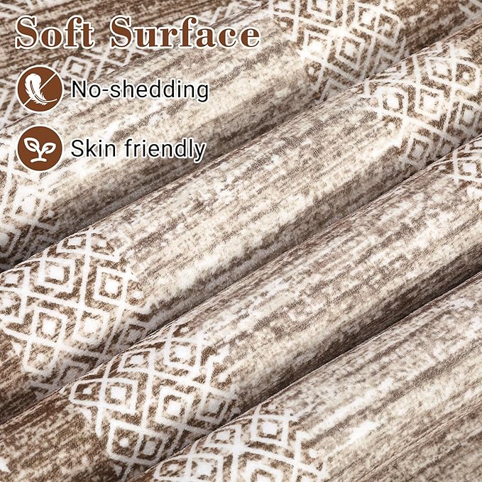 GarveeHome 2.5x8 Modern Bordered Runner Rug Soft Non Slip Washable Floor Carpet Distressed Geometric Hallway Indoor Printed Rug for Kitchen Entrance, Brown