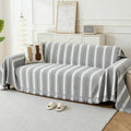 Couch Cover for Dogs, Boho Sofa Covers for 3 Cushion Couch, Chenille Sofa Slipcover for Pets Washable, L-Shape Sectional Loveseat Cover Soft Throw Blankets with Tassels(91x134,Striped Grey)
