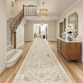 Madane 3x20 Hallway Runner Rug - Extra Long Carpet Runners for Hallways 20ft Non Slip Stain Resistant Rugs Runner for Living Room Bedroom 20 Feet Distressed Floor Carpet for Kitchen, Beige/Blue