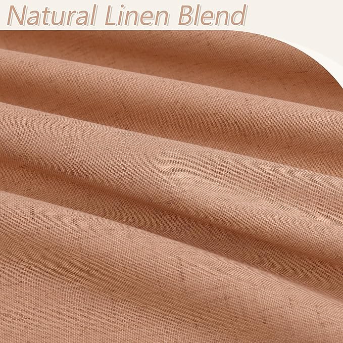 Guken 100% Blackout Curtains 84 Inch Length 2 Panels Set for Living Room Bedroom Back Tab Thermal Insulated Black Out Linen Drapes Room Darkening Peach Quartz,52x84