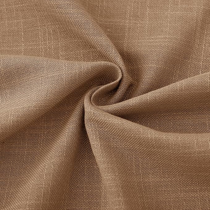 Brown Curtains for Living Room Back Tab Modern Farmhouse Semi Sheer Curtains 90 inches Long 2 Panels Set Muted Neutral Window Curtain for Dining Room Bedroom 52x90
