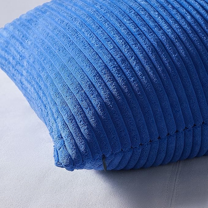 Topfinel Blue Decorative Throw Pillow Covers 16x16 Inch Set of 4,Soft Accent Corduroy Striped Gradient Color Small Cushion Cover for Beach,Patio,Balcony,Couch Living Room,Summer Home Decor