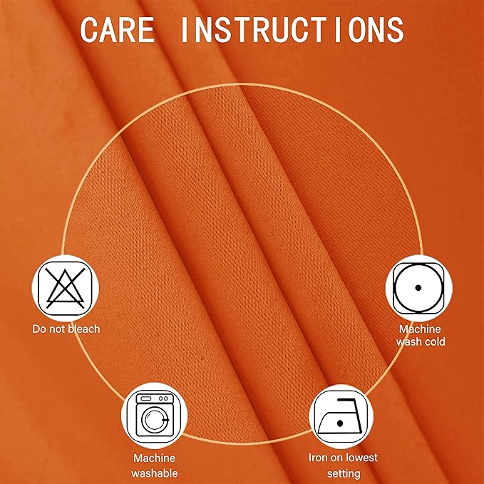 LEMOMO Blackout Curtains 66 x 84 inch/Orange Curtains Set of 2 Panels/Thermal Insulated Room Darkening Bedroom Curtains