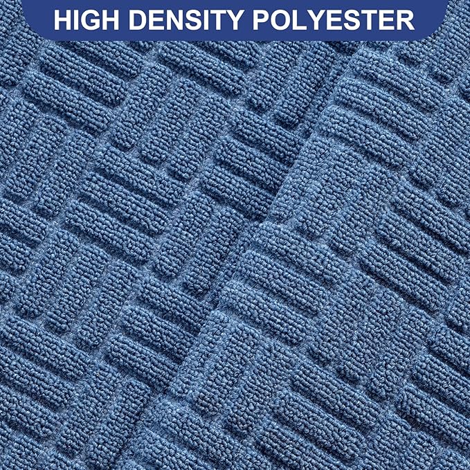 Mibao Front Door Mat, Heavy Duty Durable Welcome Mat for Outdoor Indoor, Dirt Trapper Waterproof Super Absorbent Door Mat for Entryway Outside Patio Porch, 29.5" x 17", Blue