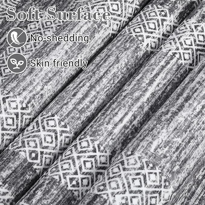 GarveeHome 2x6 Modern Bordered Runner Rug Soft Non Slip Washable Floor Carpet Distressed Geometric Hallway Indoor Printed Rug for Kitchen Entrance, Gray