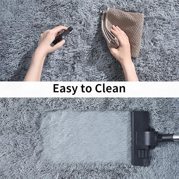 Soft Runner Rugs for Bedroom Hallways, 2x3 Grey Fluffy Shag Throw Area Rug Non Slip for Bedside Dorm, Long Shaggy Furry Carpet for Nursery Living Room