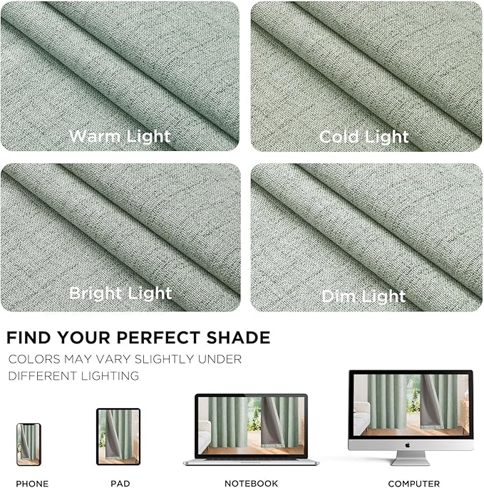 Joydeco Blackout Curtains for Bedroom - 100% Light Blocking 2 Panels Sage Green Drapes 66" W x 96" L, Thermal Insulated Room Darkening Curtains, Linen Textured for Living Room, Rod Pocket & Back Tabs