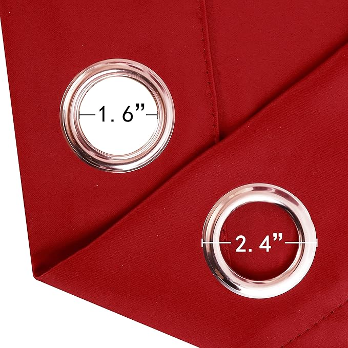 LEMOMO Bright Red Blackout Curtains 52 x 63 Inch Length/Set of 2 Curtain Panels/Thermal Insulated Room Darkening Blackout Curtains for Bedroom