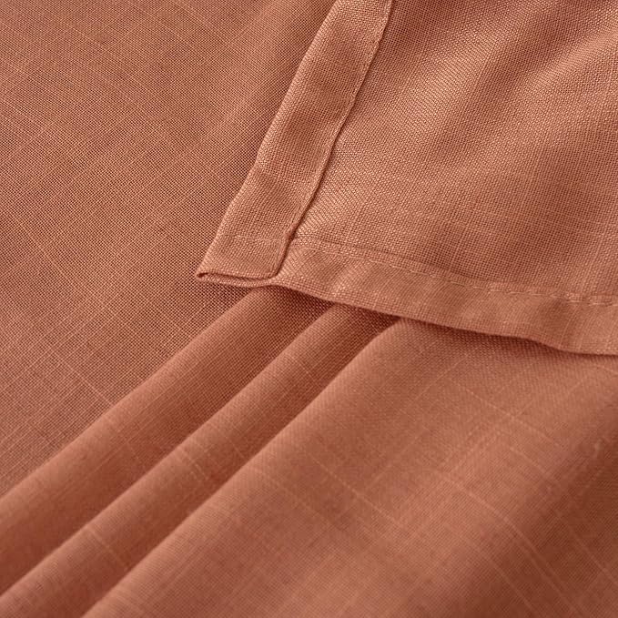 BGment Terracotta Linen Curtains 72 Inches Long for Living Room, Semi Sheer Window Drapes Rustic Textured for Bedroom Dining Room Decor with Rod Pocket Lightweight, 2 Panels Set, Each 52 Inch Wide