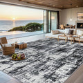 6x9 Area Rugs for Living Room - Washable Rug Modern Abstract Soft Large Neutral Non-Slip Carpet Indoor Floor Thin Carpets for Bedroom Dining Room Farmhouse Nursery Home Office Black
