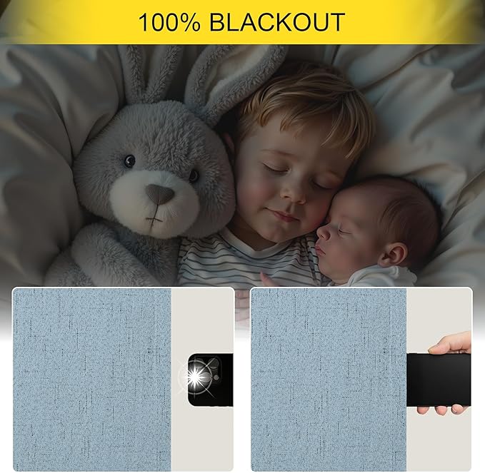Dusty Stone Blue Completely Blackout Curtains Back Tab Loop Pocket Bedroom Draperies Window Treatment Soundproof Thermal Black Out Long Curtains for Living Room Nursery 52 x 102 Inch Length 2 Panels