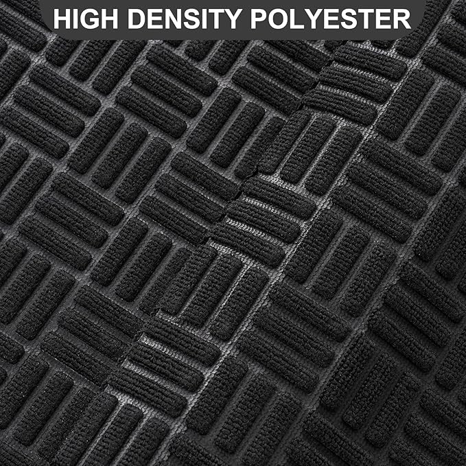Mibao Front Door Mat, Heavy Duty Durable Welcome Mat for Outdoor Indoor, Dirt Trapper Waterproof Super Absorbent Door Mat for Entryway Outside Patio Porch, 47" x 24", Black