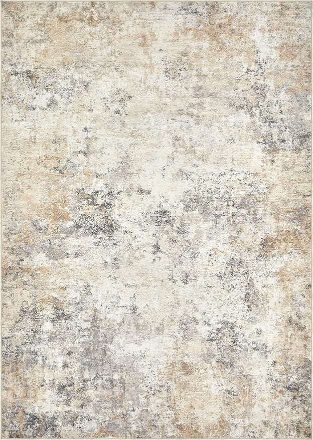 UERMEI 5x7 Area Rug Living Room Rugs - Washable Neutral Modern Abstract Soft Thin Large Rug Indoor Floor No Slip Rug Carpet for Bedroom Under Dining Table Home Office Decor - Golden Grey