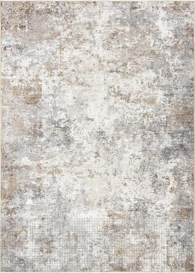 UERMEI 12x15 Area Rug Living Room Rugs - Washable Neutral Modern Abstract Soft Thin Large Rug Indoor Floor No Slip Rug Carpet for Bedroom Under Dining Table Home Office Decor - Brown Grey