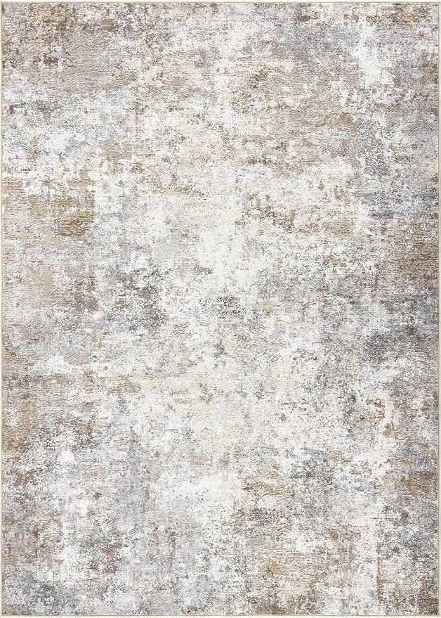 UERMEI 10x13 Area Rug Living Room Rugs - Washable Neutral Modern Abstract Soft Thin Rug Indoor Floor No Slip Rug Carpet for Bedroom Under Dining Table Home Office Decor - Brown Grey