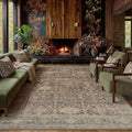 9x12 Washable Area Rug for Living Room Bedroom Vintage Rust Red Non Slip Carpet Traditional Retro Soft Low Pile Large Throw Rug for Dining Room Kitchen Office Indoor