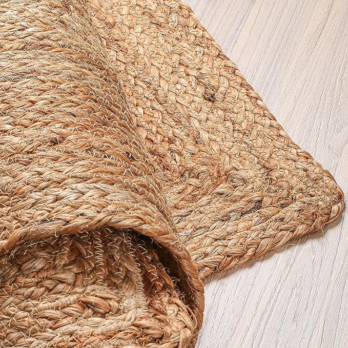 Hausattire Hand Woven Jute Braided Rug, 5'x8' – Natural, Reversible Boho Entry Area Rugs for Kitchen, Living Room I Farmhouse Indoor Outdoor Decorative Floor Rug, 60x96 Inches